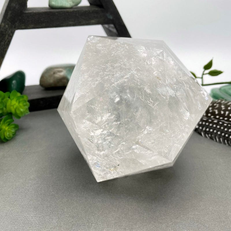 another close up angle of crystal quartz hexagon