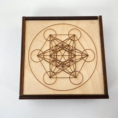 close up of metatron's cube engraving