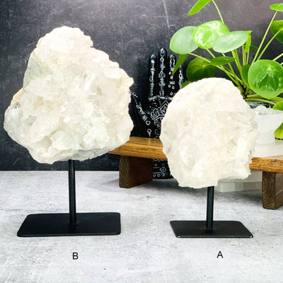 Frontside of the You Choose - Crystal Quartz Cluster on metal stand