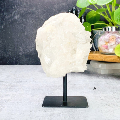 Frontside of Option A - Crystal Quartz Cluster on metal stand