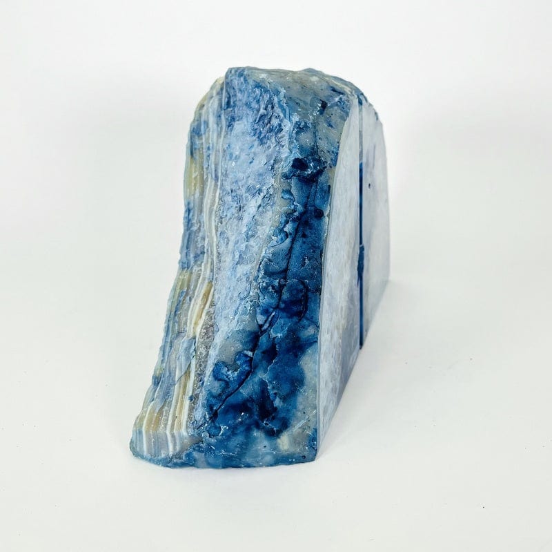 side view of blue agate bookend