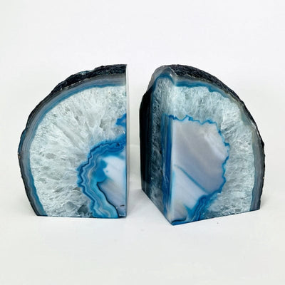 Teal Agate Bookend Pair - 9 to 12 lb - Geode Bookend - Home Decor (RK1-28)