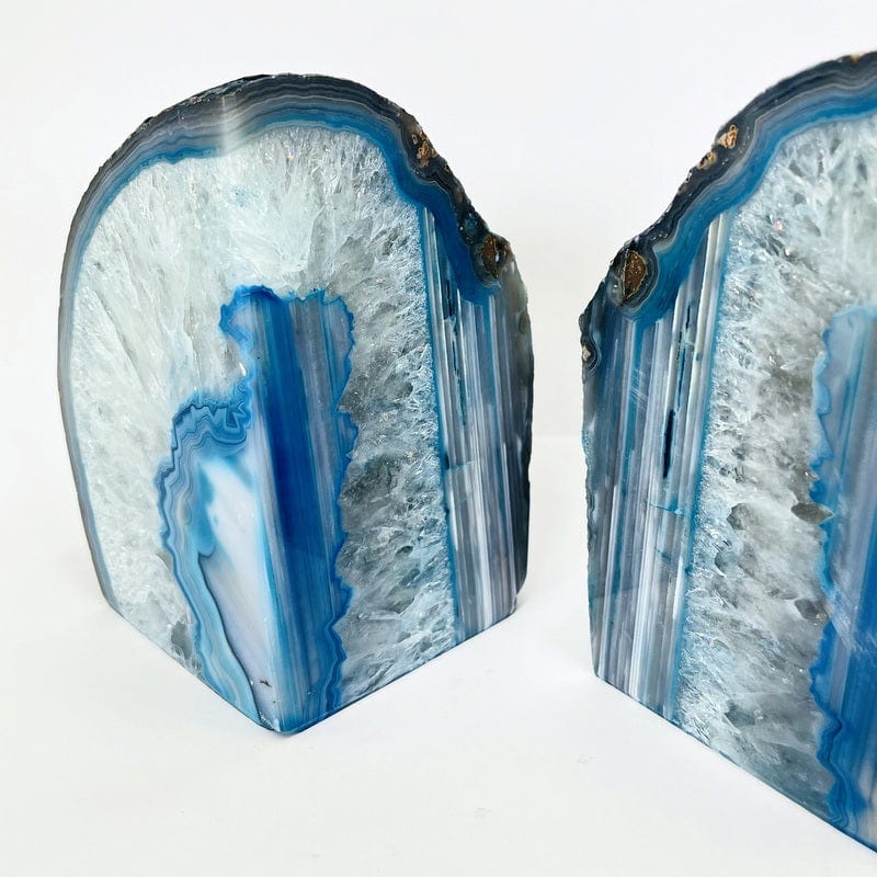 Teal Agate Bookend Pair - 9 to 12 lb - Geode Bookend - Home Decor (RK1-28)