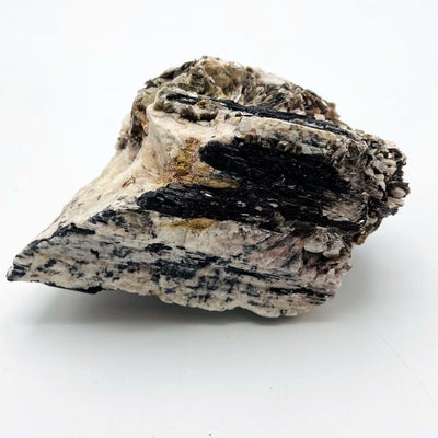Black Tourmaline With Mica on white background