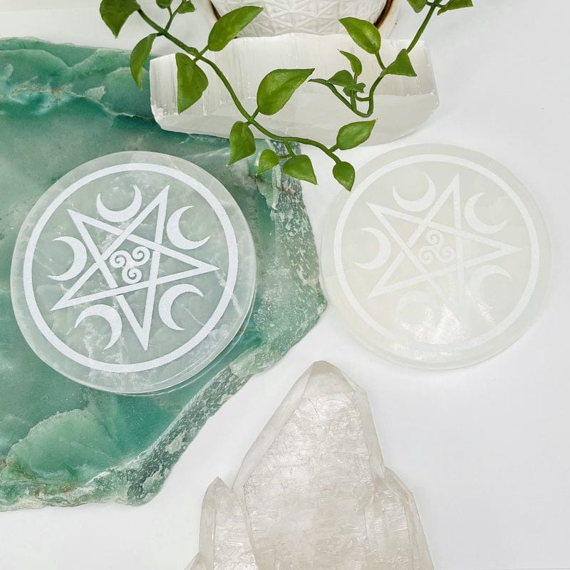 pentacle incense holder round plates set up as home decor 