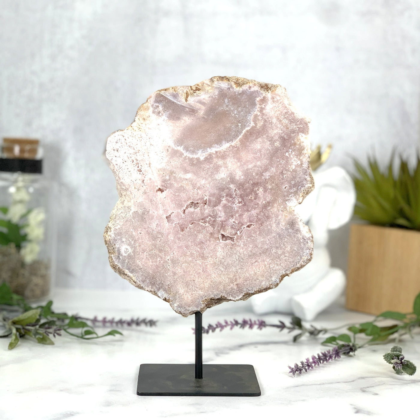 Pink Amethyst on metal stand