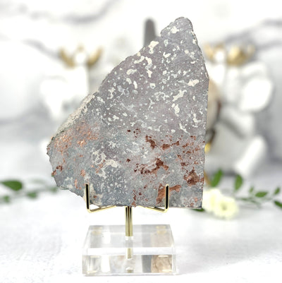 Copper Ore Slab on acrylic stand on white background