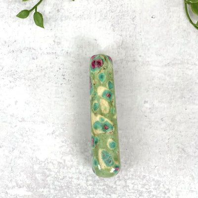 Top angle shot of the Ruby Fuchsite massage wand