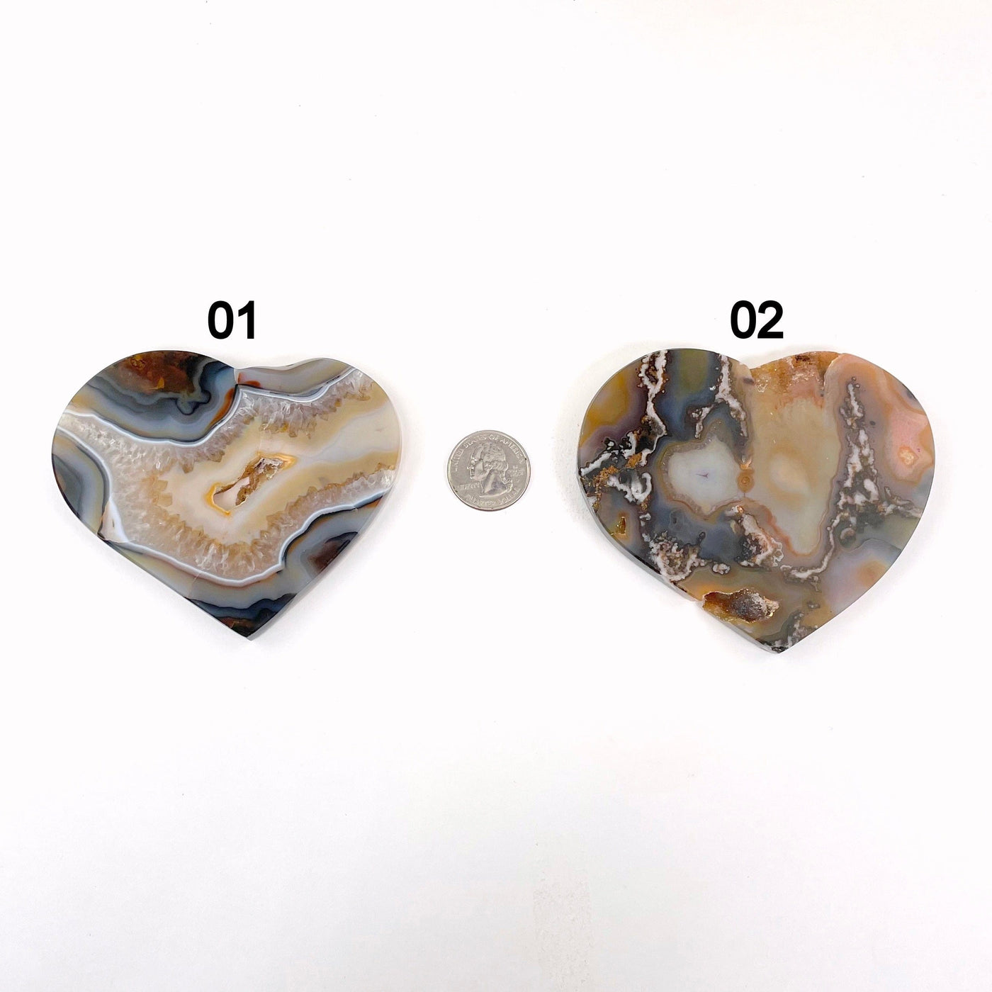 Natural Agate Druzy Heart Slices - You Choose