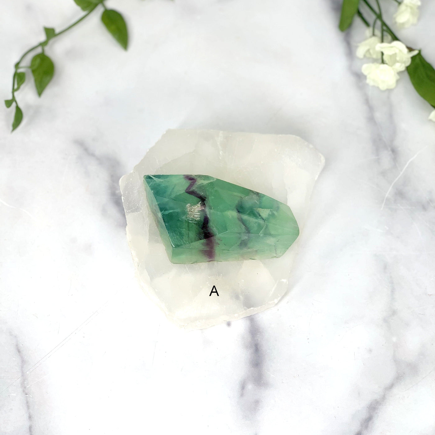 Top angle shot of the Fluorite Chunks (A) on white background