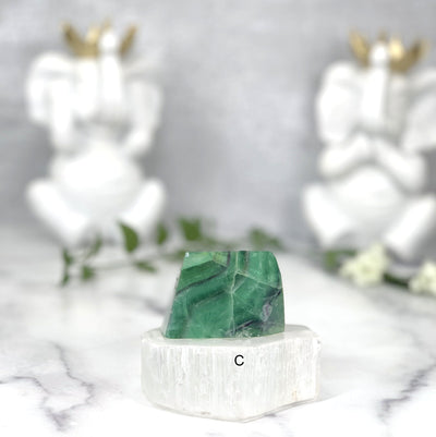Frontside of the Fluorite Chunks (C) on white background