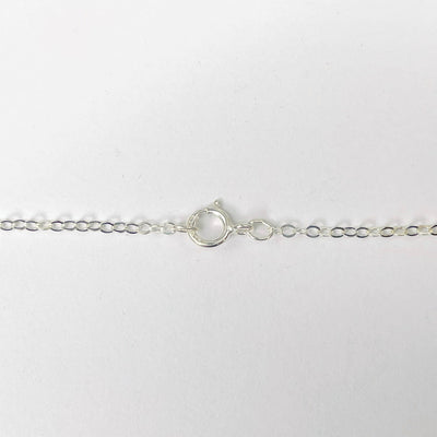 close up of sterling silver chain and clasp