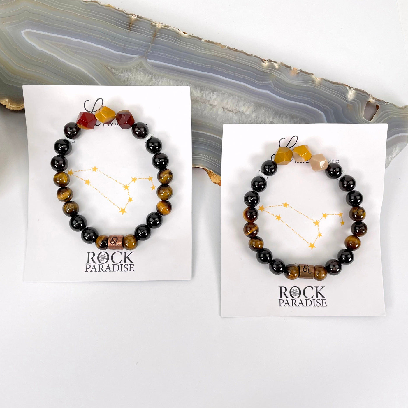 packaged leo zodiac bracelets on display