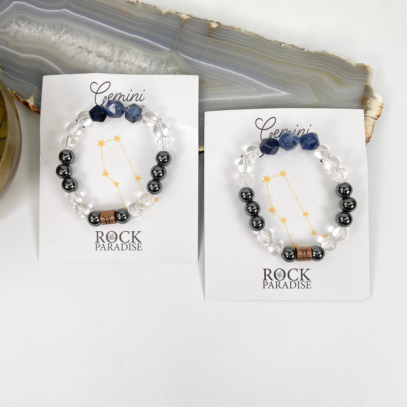 packaged gemini zodiac bracelets on display