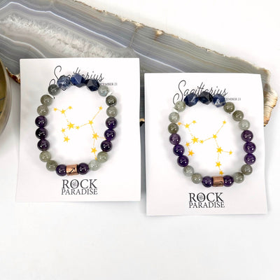 packaged sagittarius zodiac bracelets on display