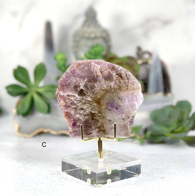 (C) Purple Seven Mineral Slab on acrylic stand