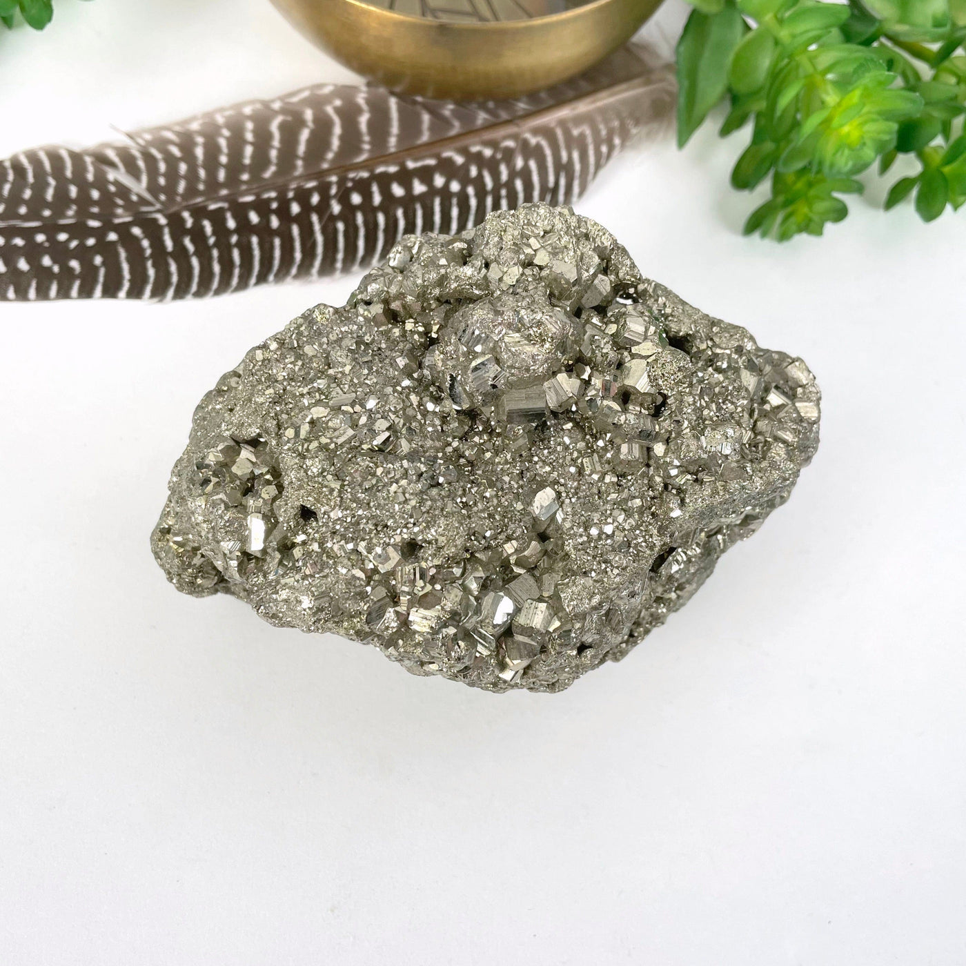 overhead view of rough pyrite stone