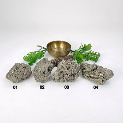rough pyrite stones in display
