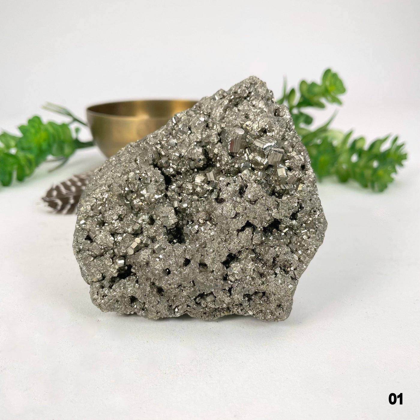close up of rough pyrite stone option 01 for details
