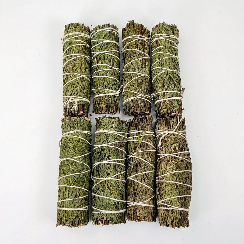 multiple cedar bundles displayed to show the slight differences in the sizes