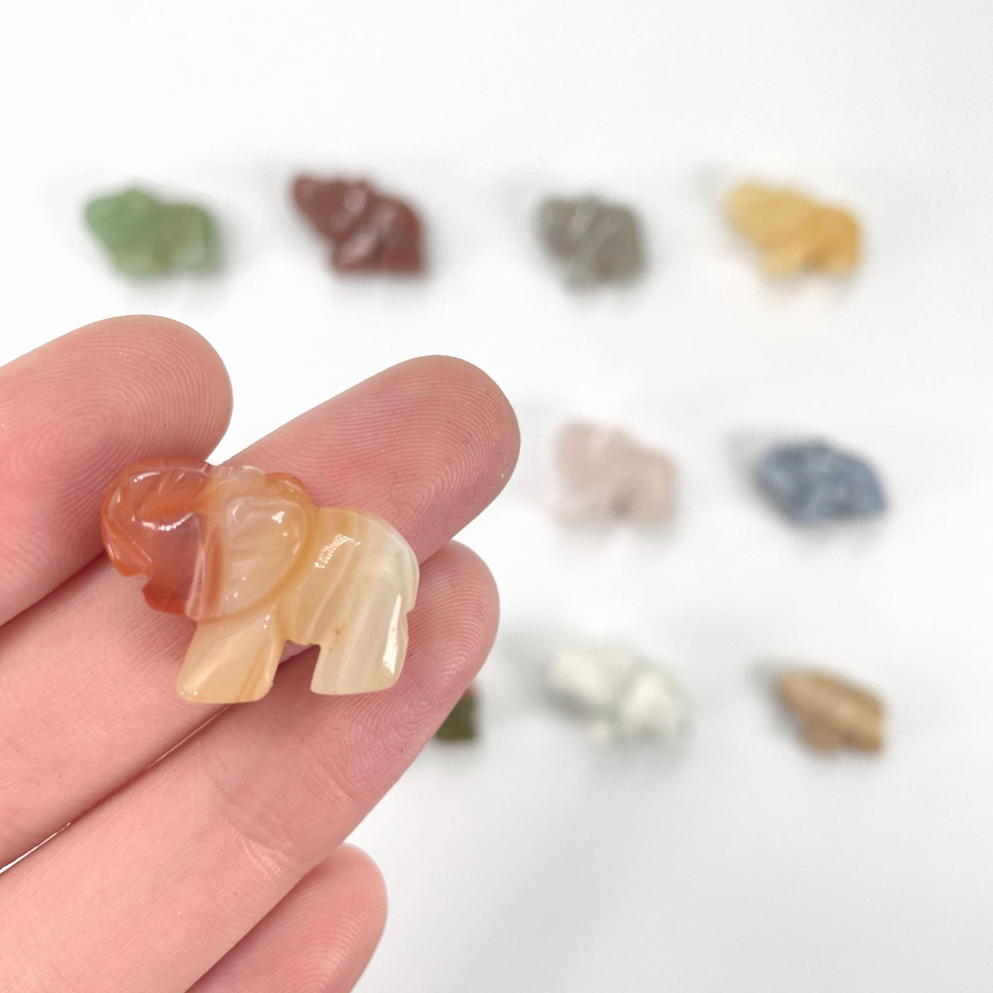 all gemstone elephant options in hand or on display