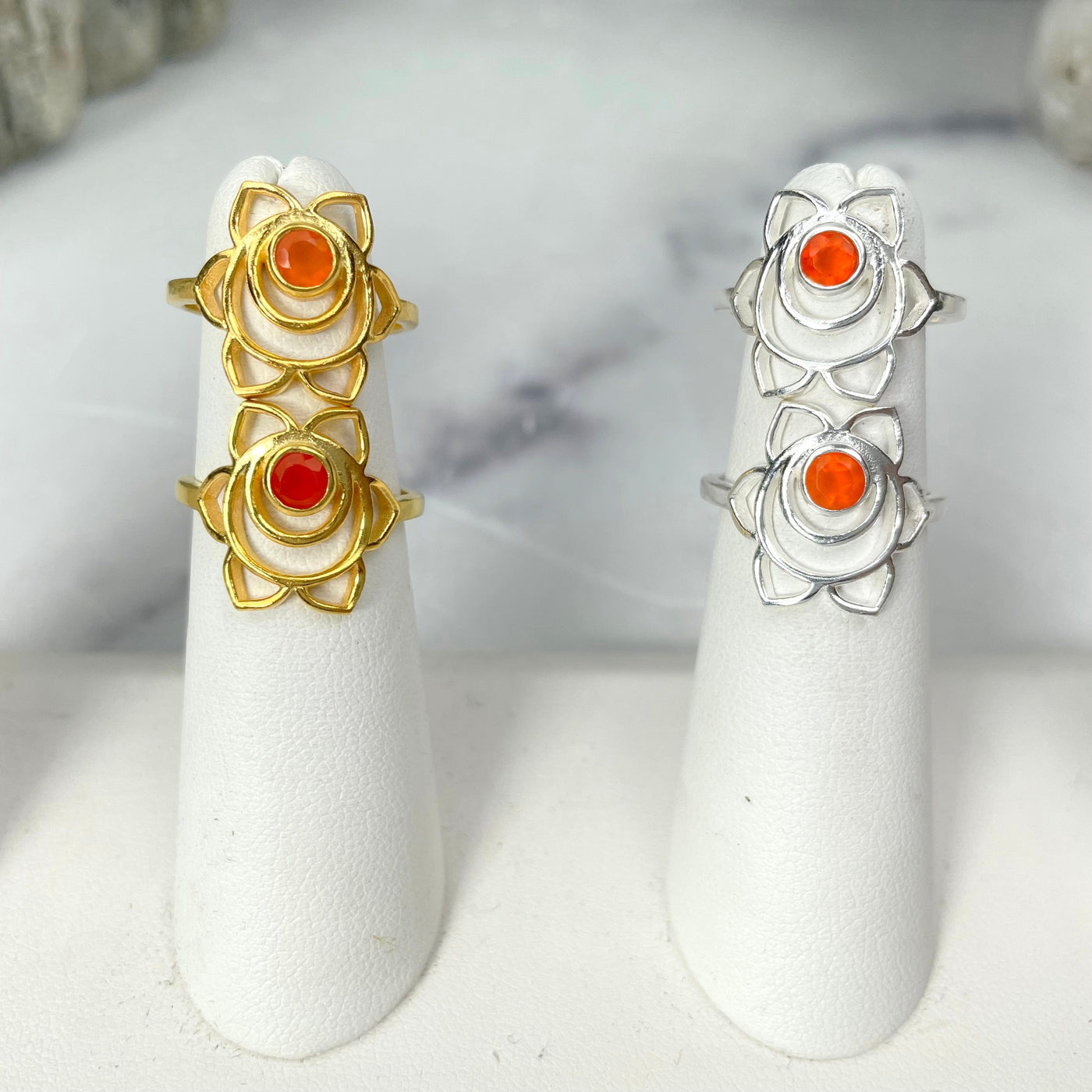 close up of sacral chakra rings for details