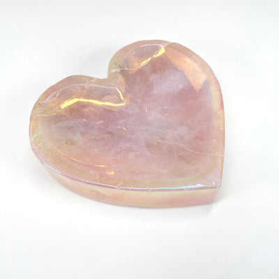 close up of angel aura rose quartz heart bowl for details