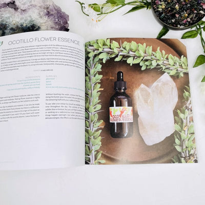 inside the book showing how to use crystals and herbs for healing 