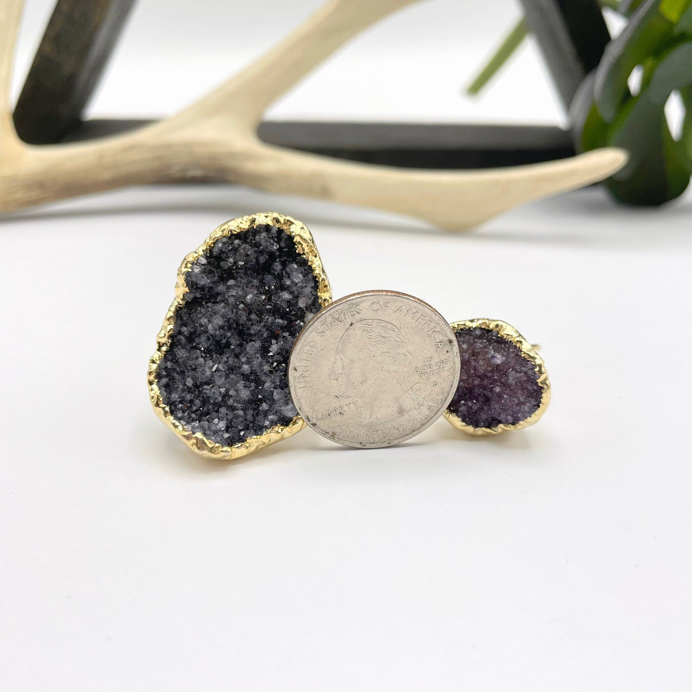 adjustable druzy rings with quarter for size range