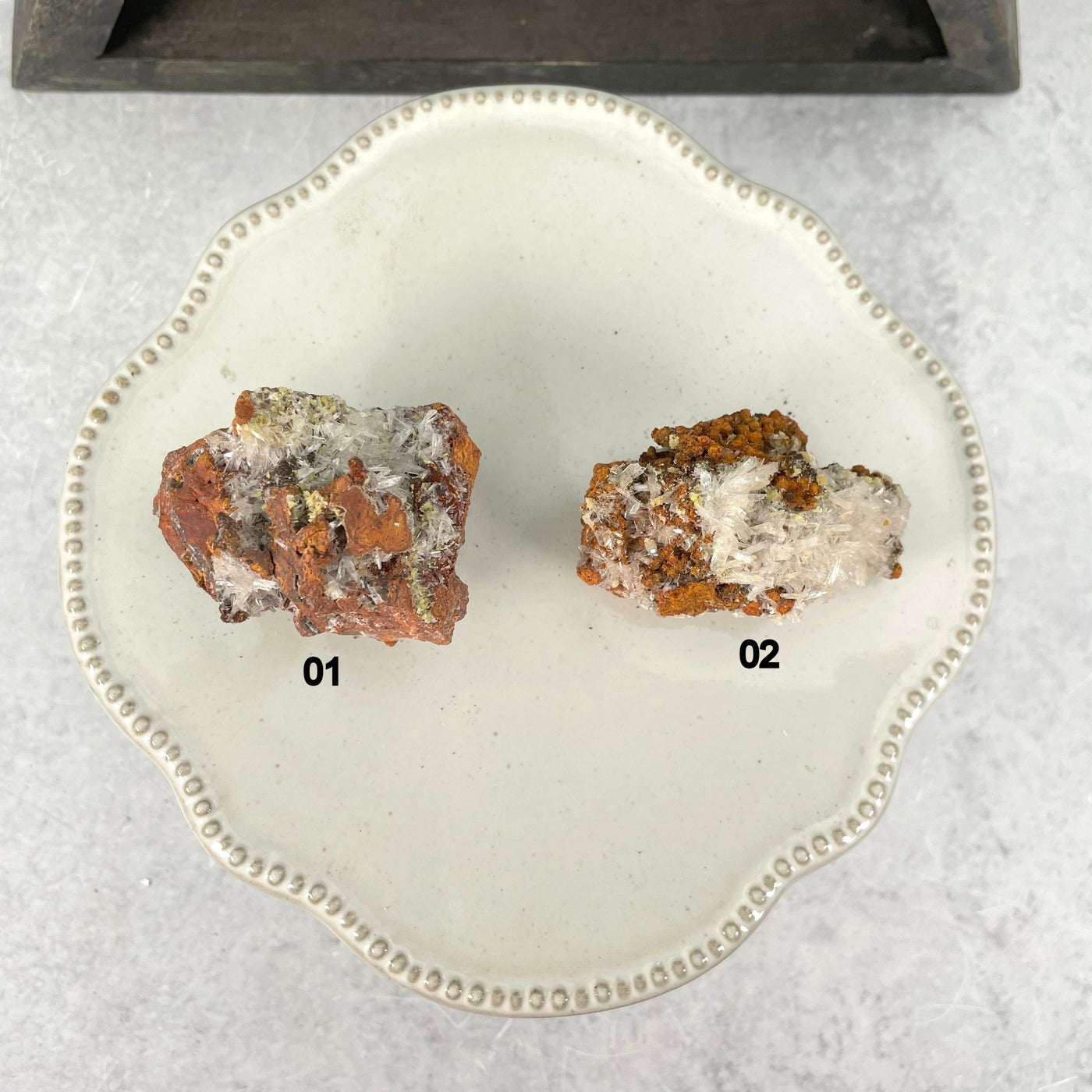 overhead view of mexican hemimorphite clusters for details