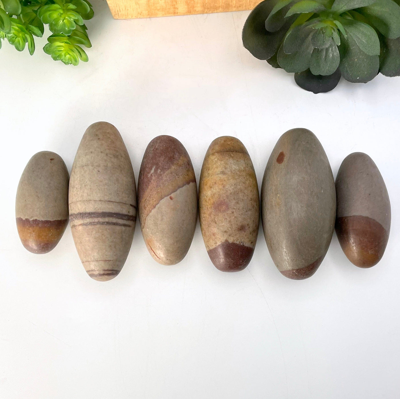 close up of overhead view of shiva lingam stones