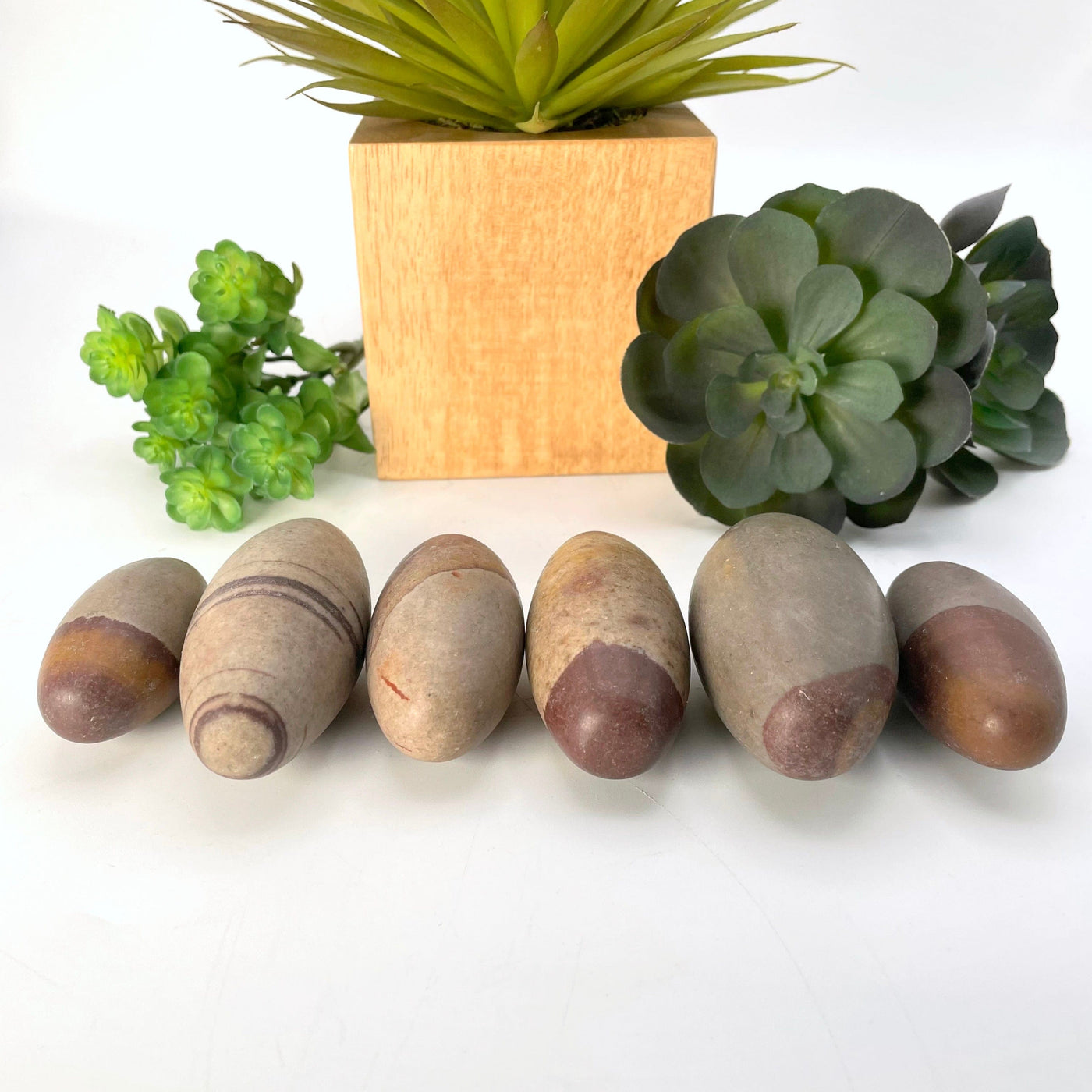 shiva lingam stones on display