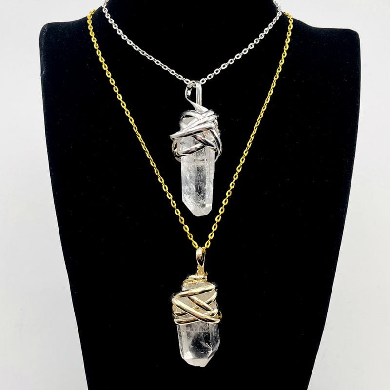 point pendants displayed on a necklace chain 