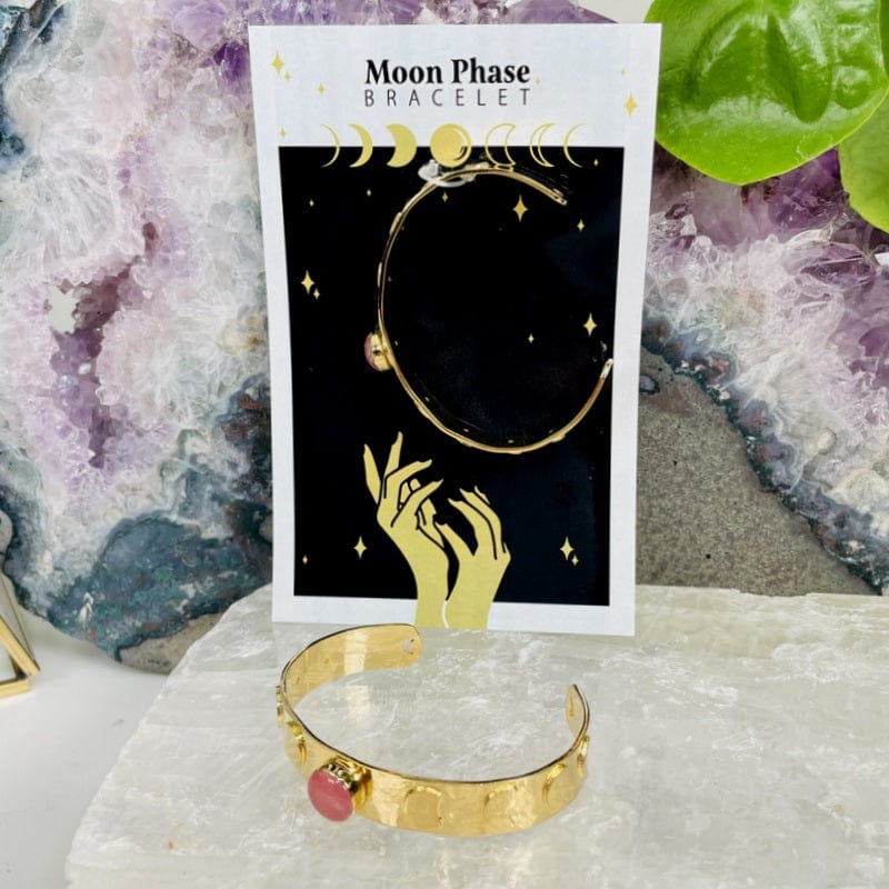 moon phase bracelet available in rose quartz 