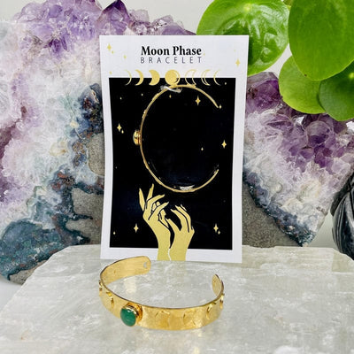 moon phase bracelet available in green aventurine 