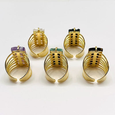 back view of the cigar band gemstone rings 