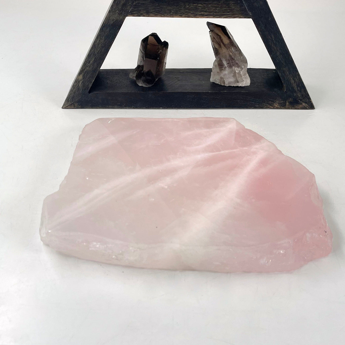 rose quartz platter on display