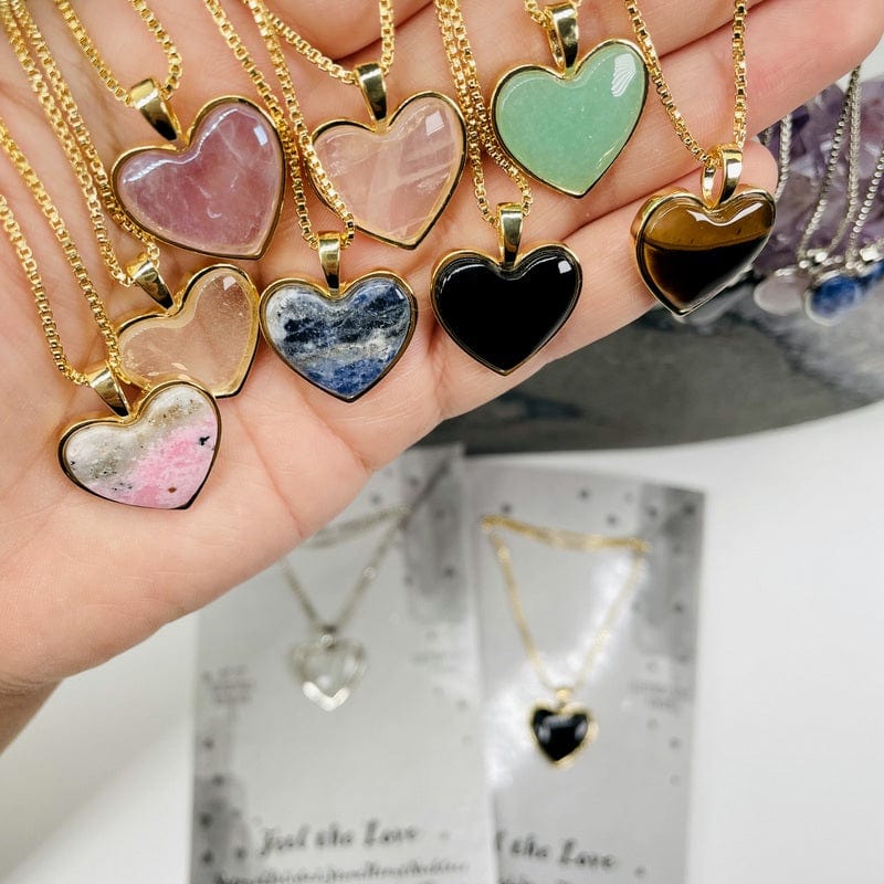 close up of the gemstone hearts in gold 