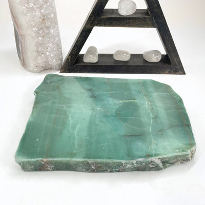 green quartz platter on display