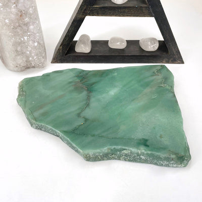 green quartz platter on display