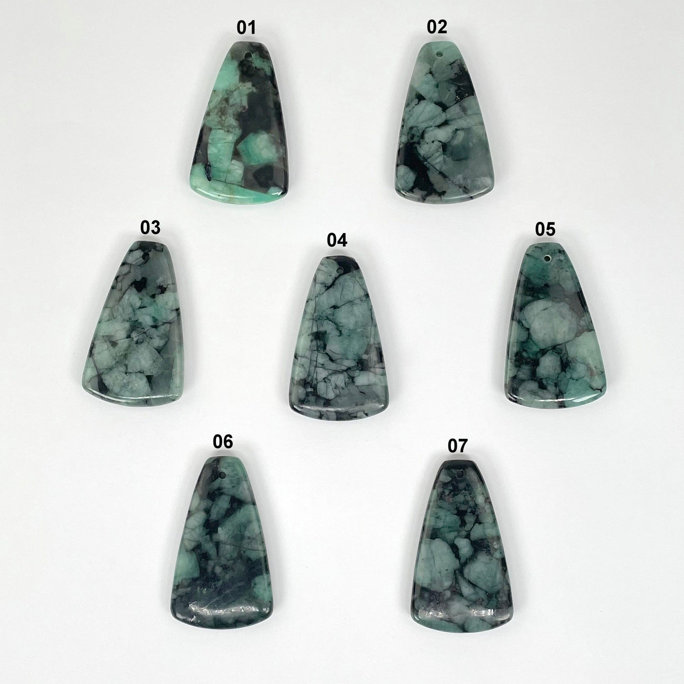 all emerald polished pendant options on display