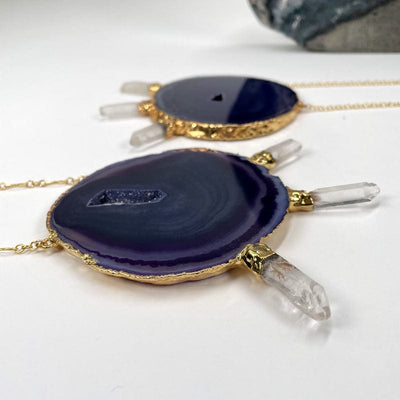 side view of the necklaces to show the thickness 