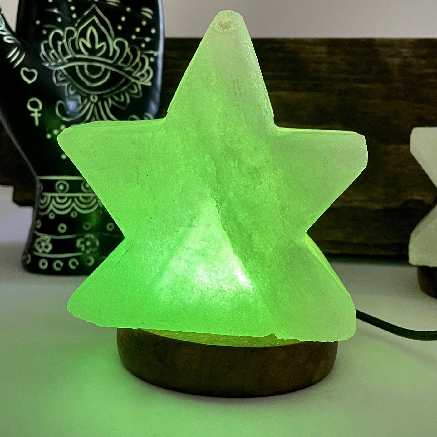 himalayan salt white star lamp green light
