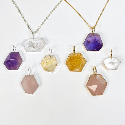 pendants displayed on necklace chains 
