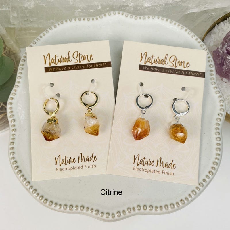 earrings available in citrine electroplated gold or silver