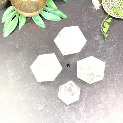 Top angle shot of the option B 1 set of Crystal Quartz Icosahedron.