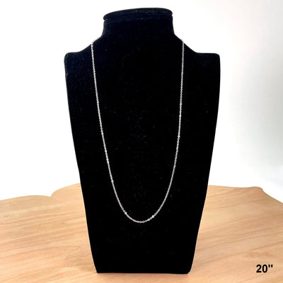 20" necklace chain on bust display for length reference