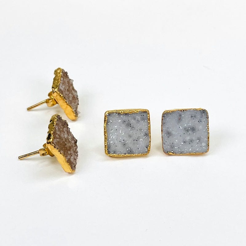 front and side view of earrings to show the thickness