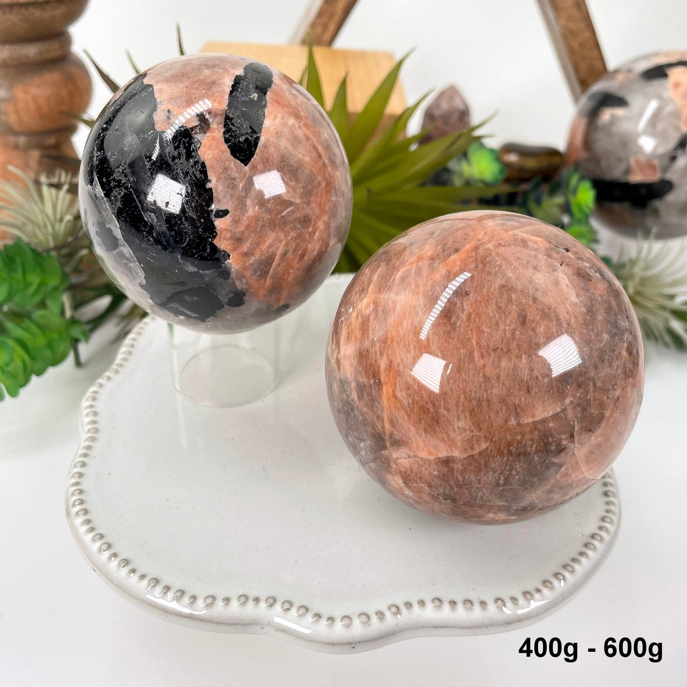 two 400g - 600g spheres on display for possible variations