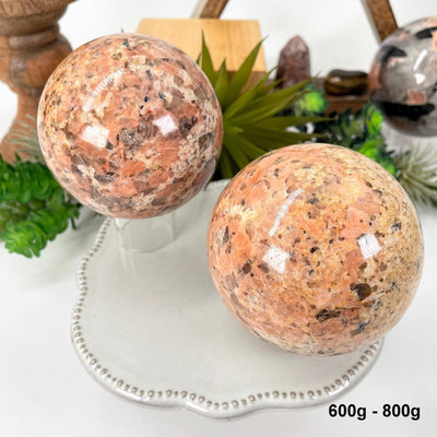 two 600g - 800g spheres on display for possible variations